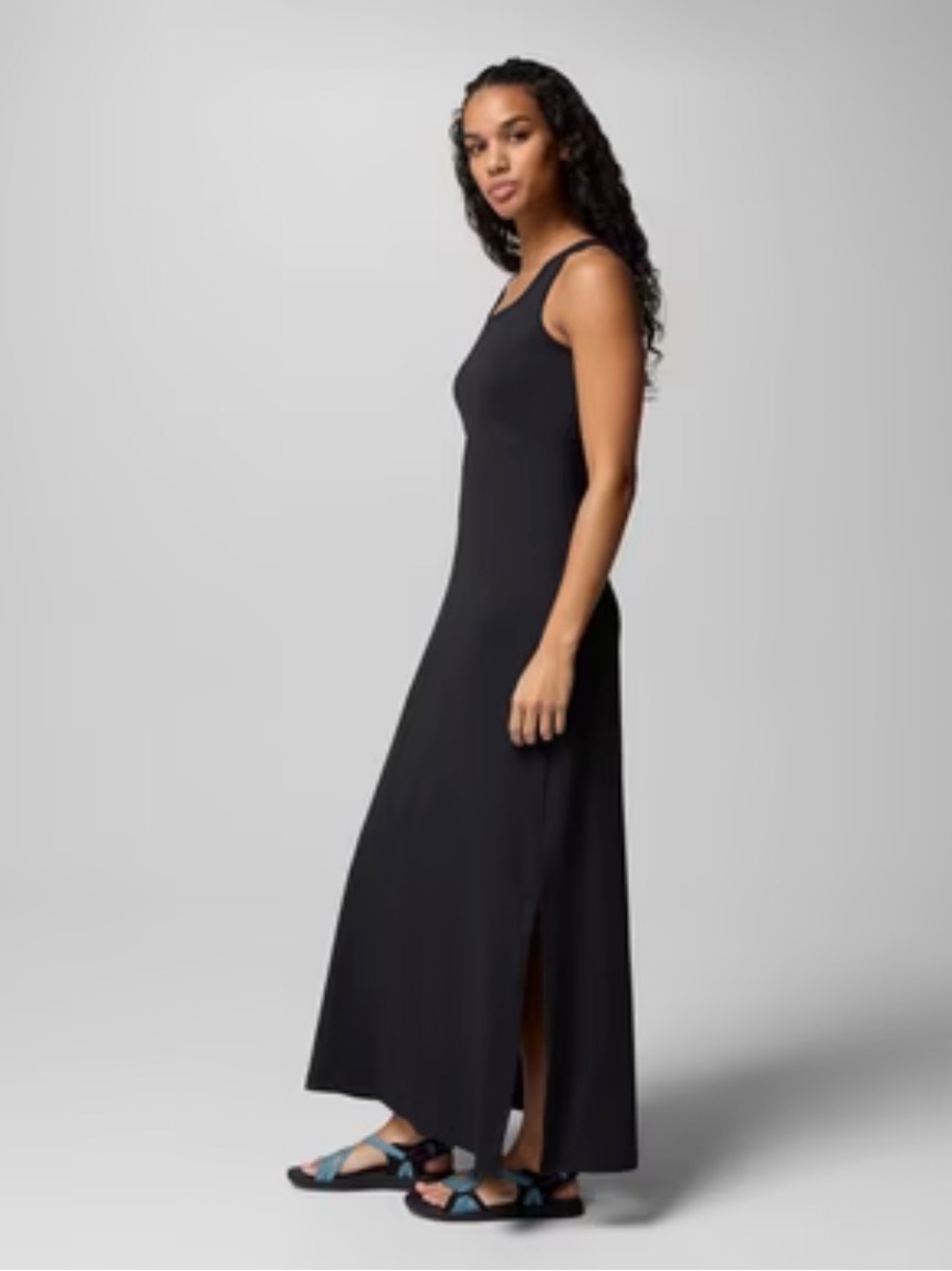 Columbia Women’s Black Maxi Dress Size L Sleeveless Stretch Outdoor Travel